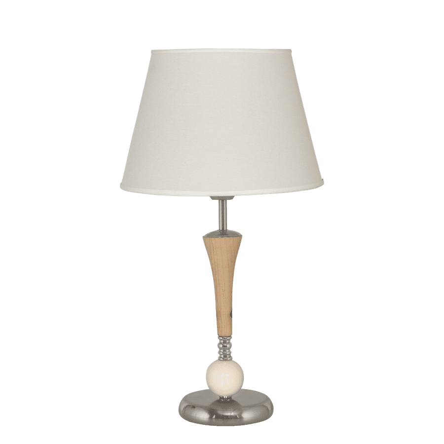 Velador Trompeta. Acero. E27. Con Pantalla. Madera