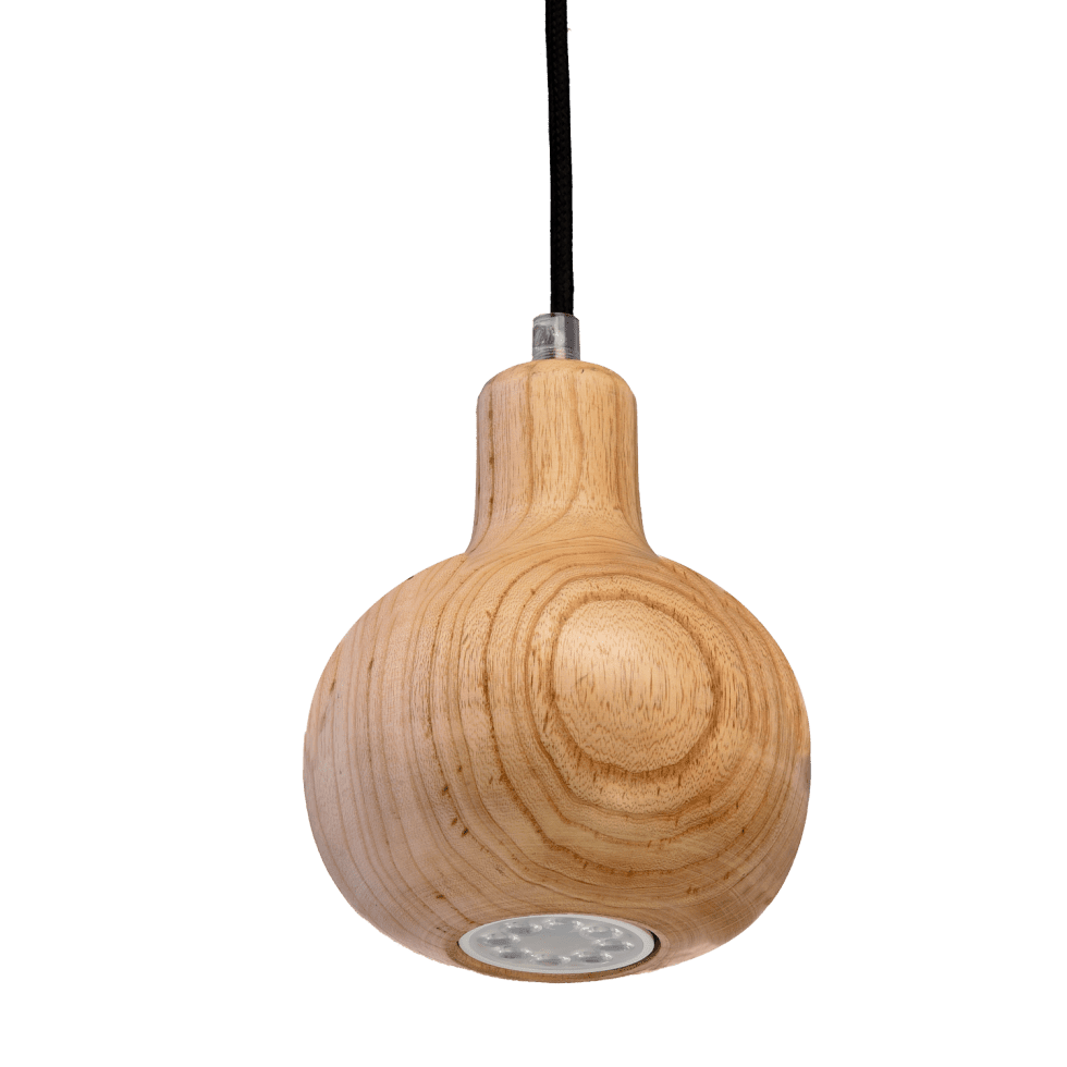 Colgante Pera. 1 Luz. GU10. Madera. Marrón Claro