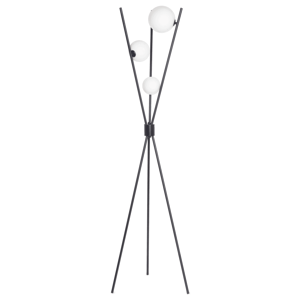 Lámpara de Pie Luna Trípode. 3 Luces. G9. Negro